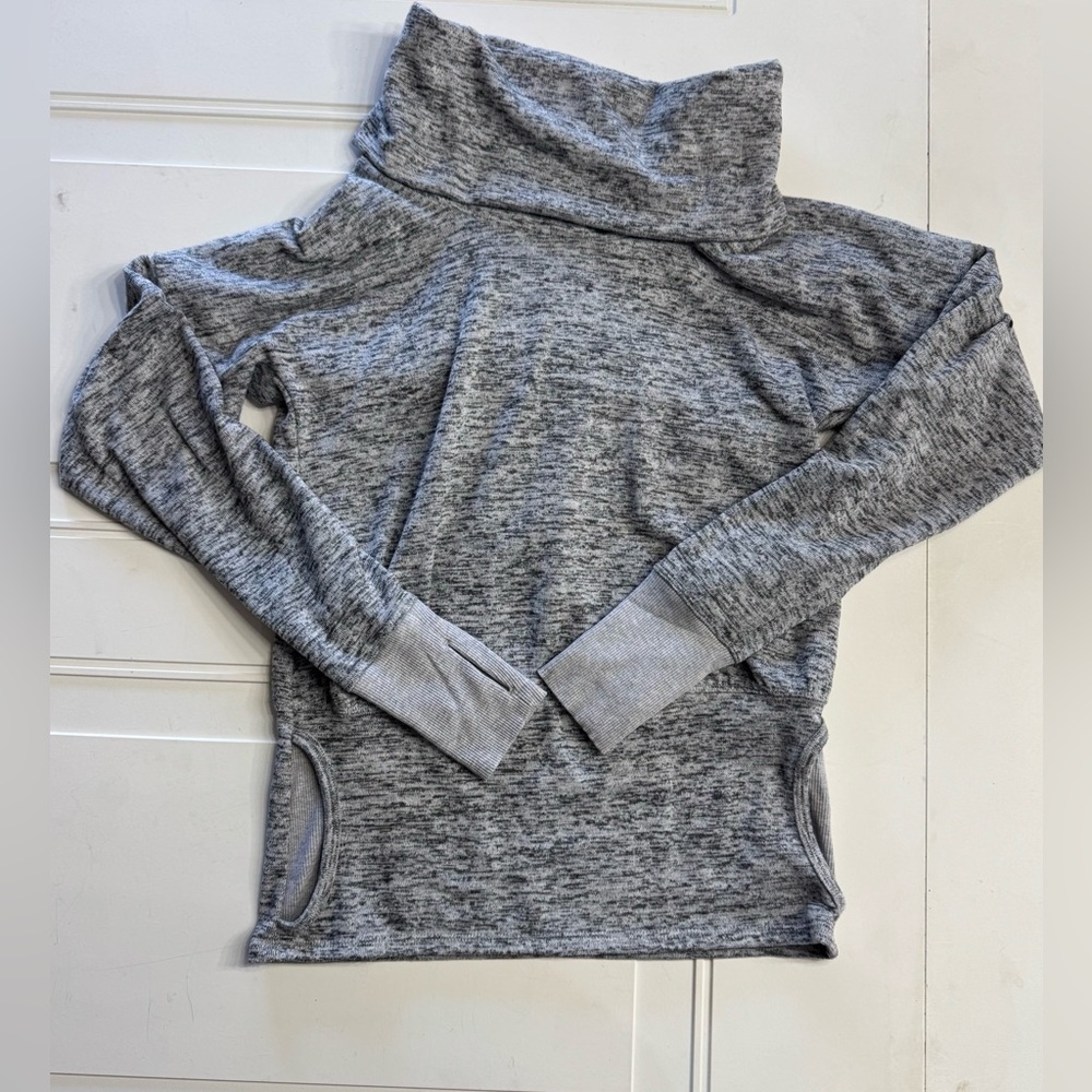 Athleta Heather Gray Cowl Neck Oversized Sweatshirt Track Yoga Sweater Size XXS